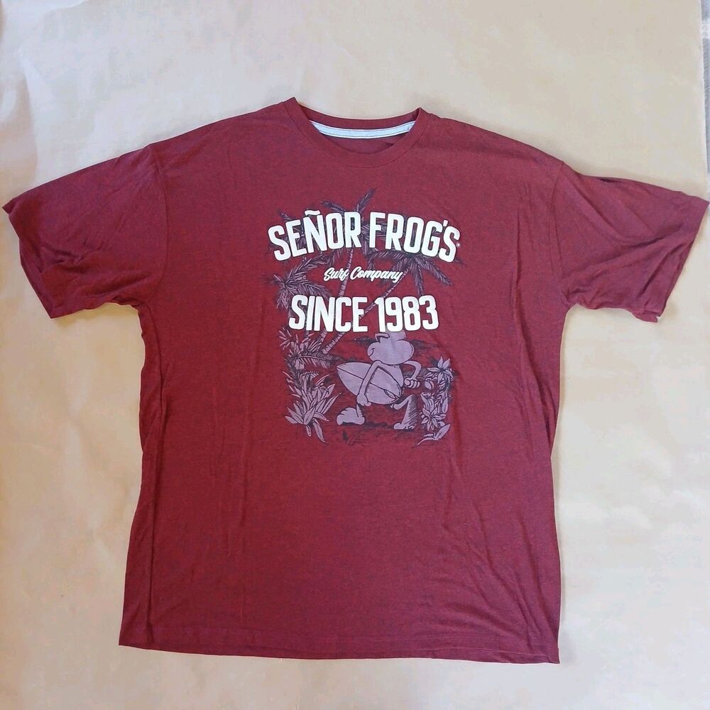 Senor Frogs T Shirt Adult XXL Red Tee Cancun Mexico Casual Party Aesthetic